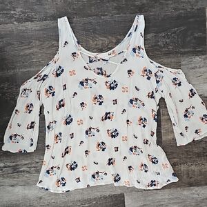 Shyanne Floral White Cold Shoulder Blouse